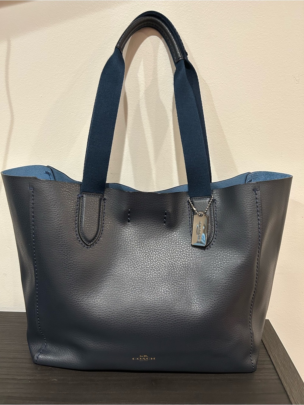 Coach Derby Tote in Pebble Leather in Midnight Navy Multi (Style #F58660)